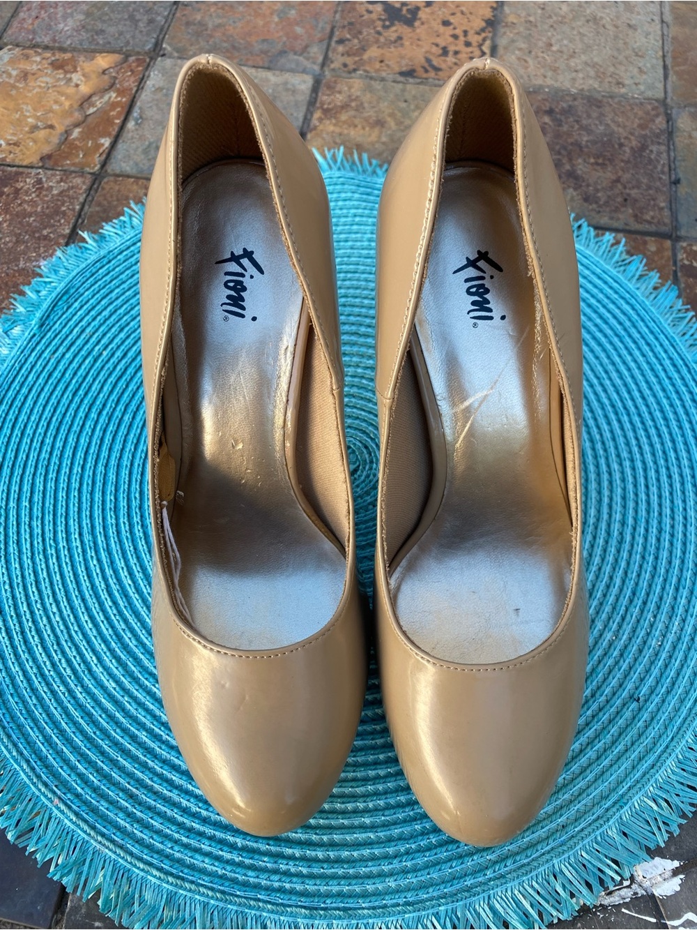 FIONI Clothing Beige Round-Toe High Heel Pumps